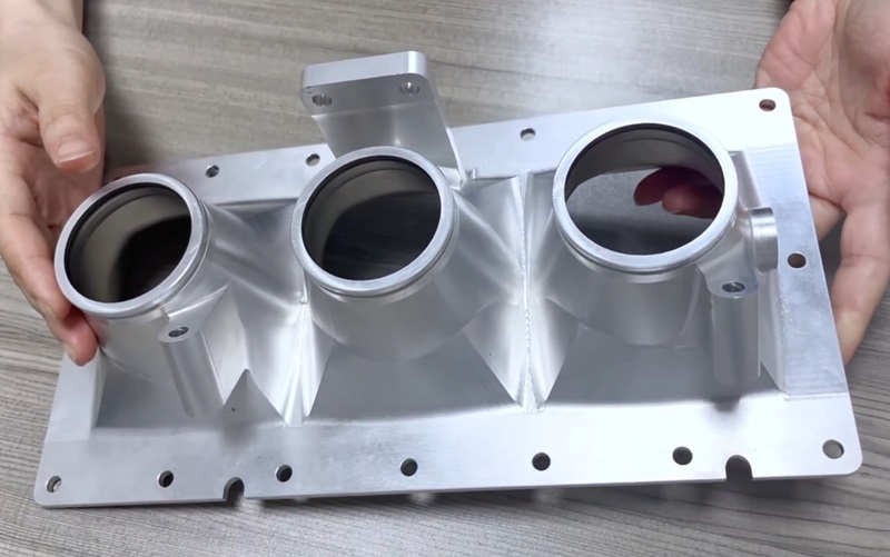 Multi-stage CNC machined 6061 aluminum component — 3-axis roughing and 5-axis finishing for complex geometry